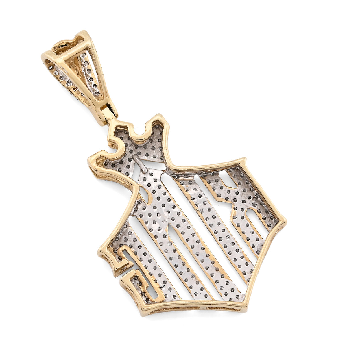 10K Yellow Gold Men "King" Charm 0.50Ct Natural Diamond Crown Pendant 1.6" — view 7