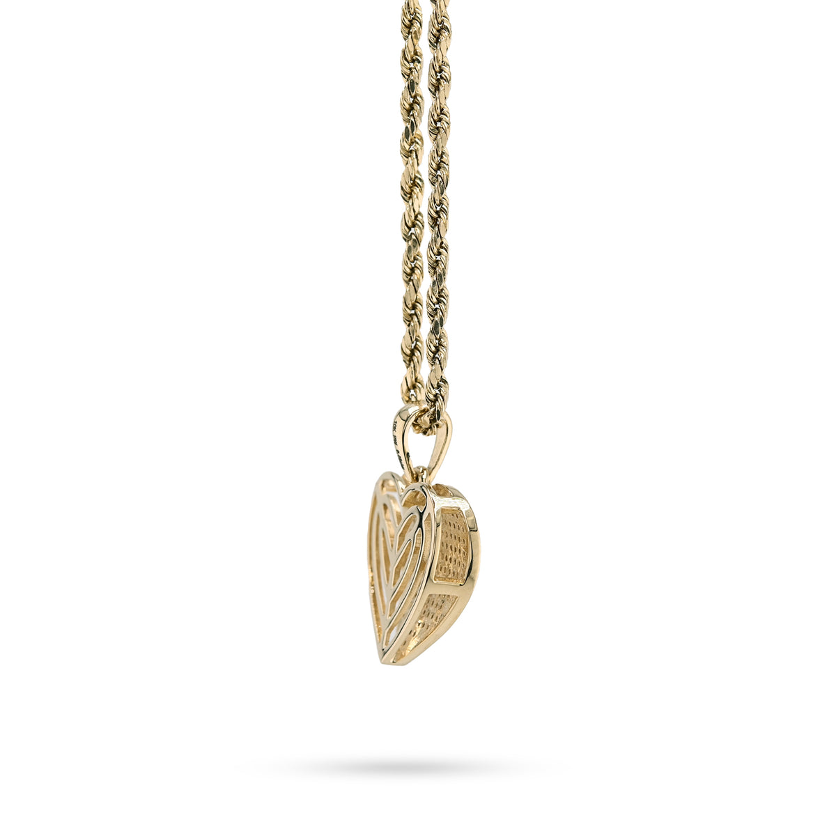 10K yellow Gold 0.45 CT Natural Diamond Heart Pendant Men Women Charm — view 5