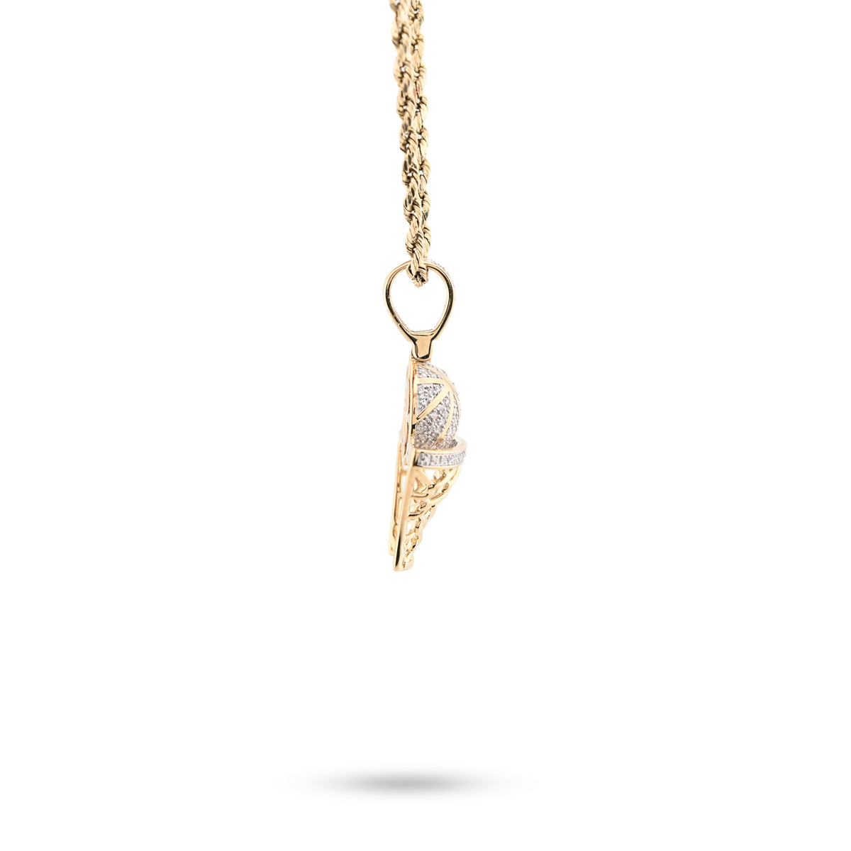10K Yellow Gold 0.20 CT Natural Diamond Basketball & Net Charm 34.4 MM Men Pendant — view 3