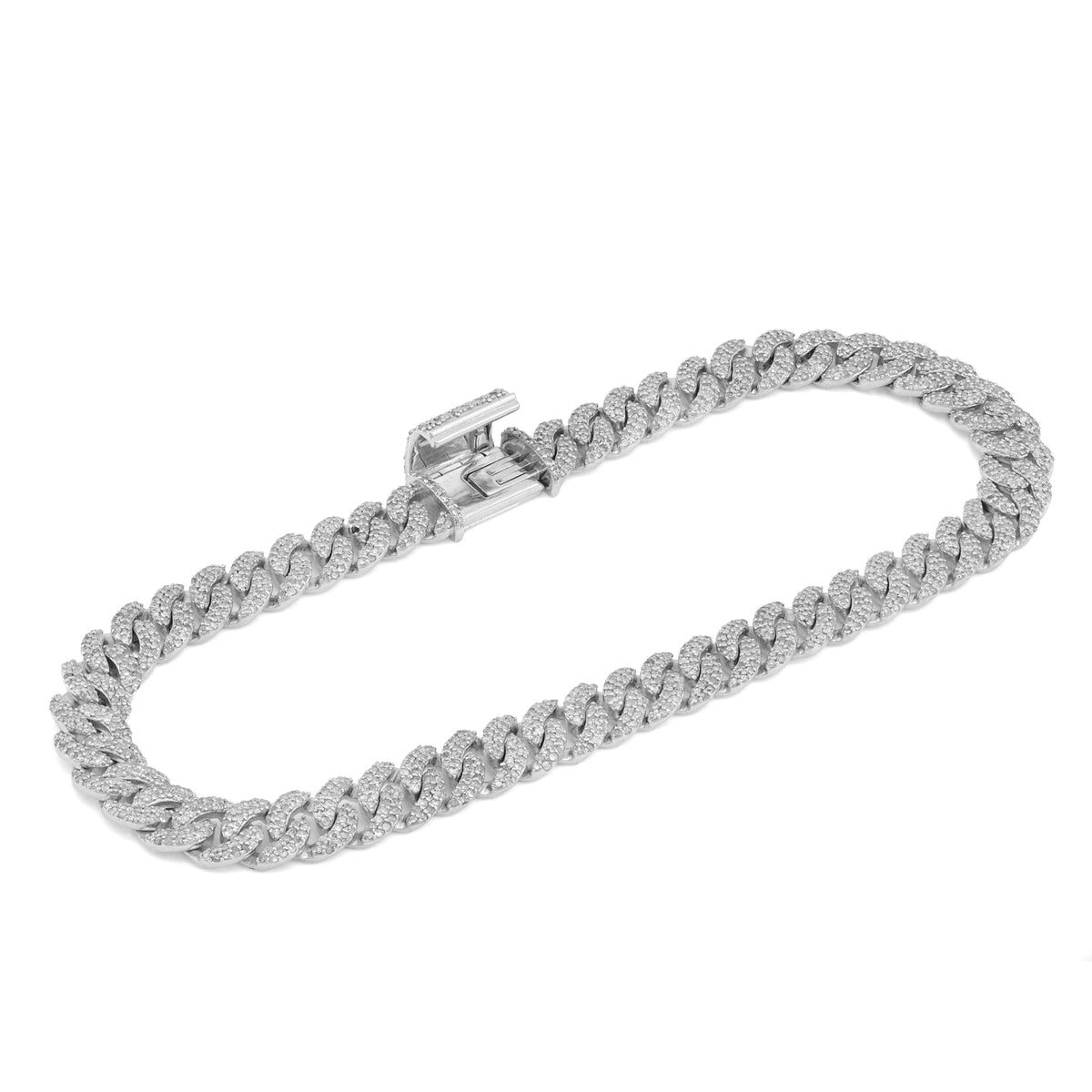 925 SS 8.10CT Natural Diamond 7MM Round Cuban Chain 22" Men Women Necklace — view 9
