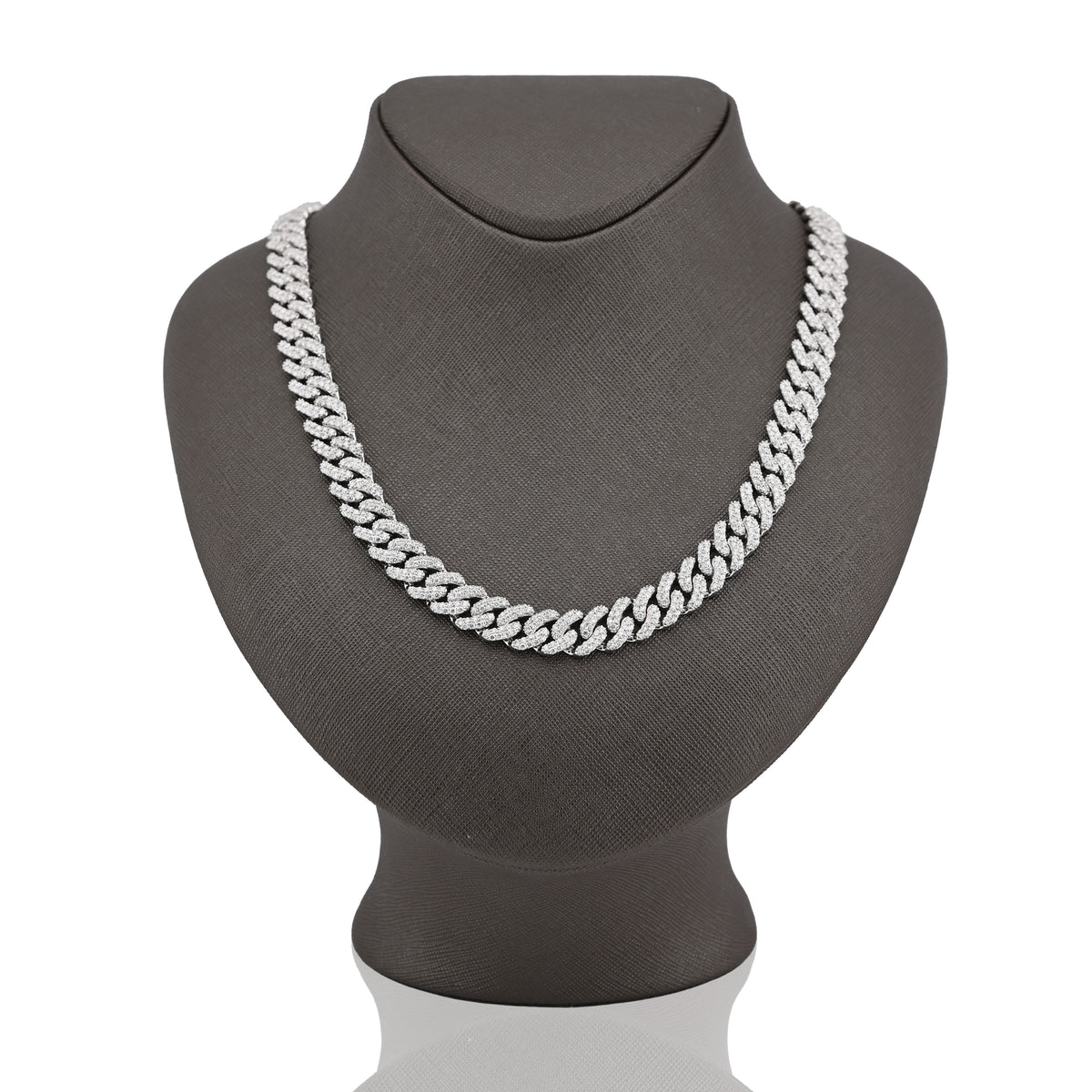 925 SS 20.61CT Lab Diamond 11MM Curb Cuban Link Chain 21" Men Necklace — view 9