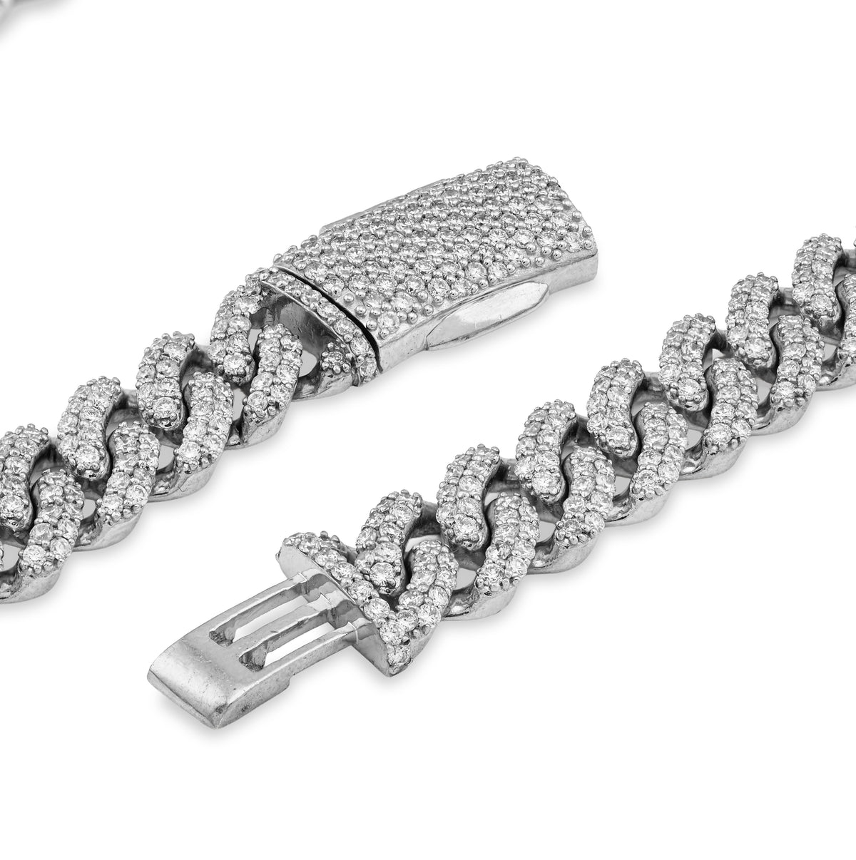 925 SS 20.61CT Lab Diamond 11MM Curb Cuban Link Chain 21" Men Necklace — view 4