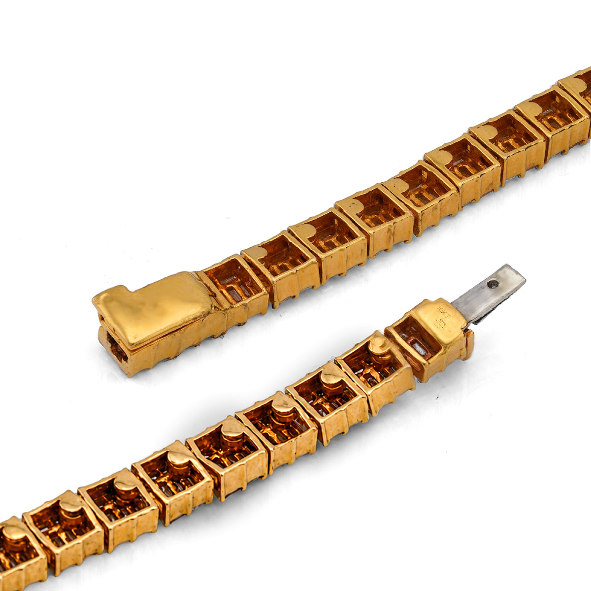 10K Yellow Gold All Baguette Natural Diamond 8CT Tennis Chain 21" Men Necklace — view 4