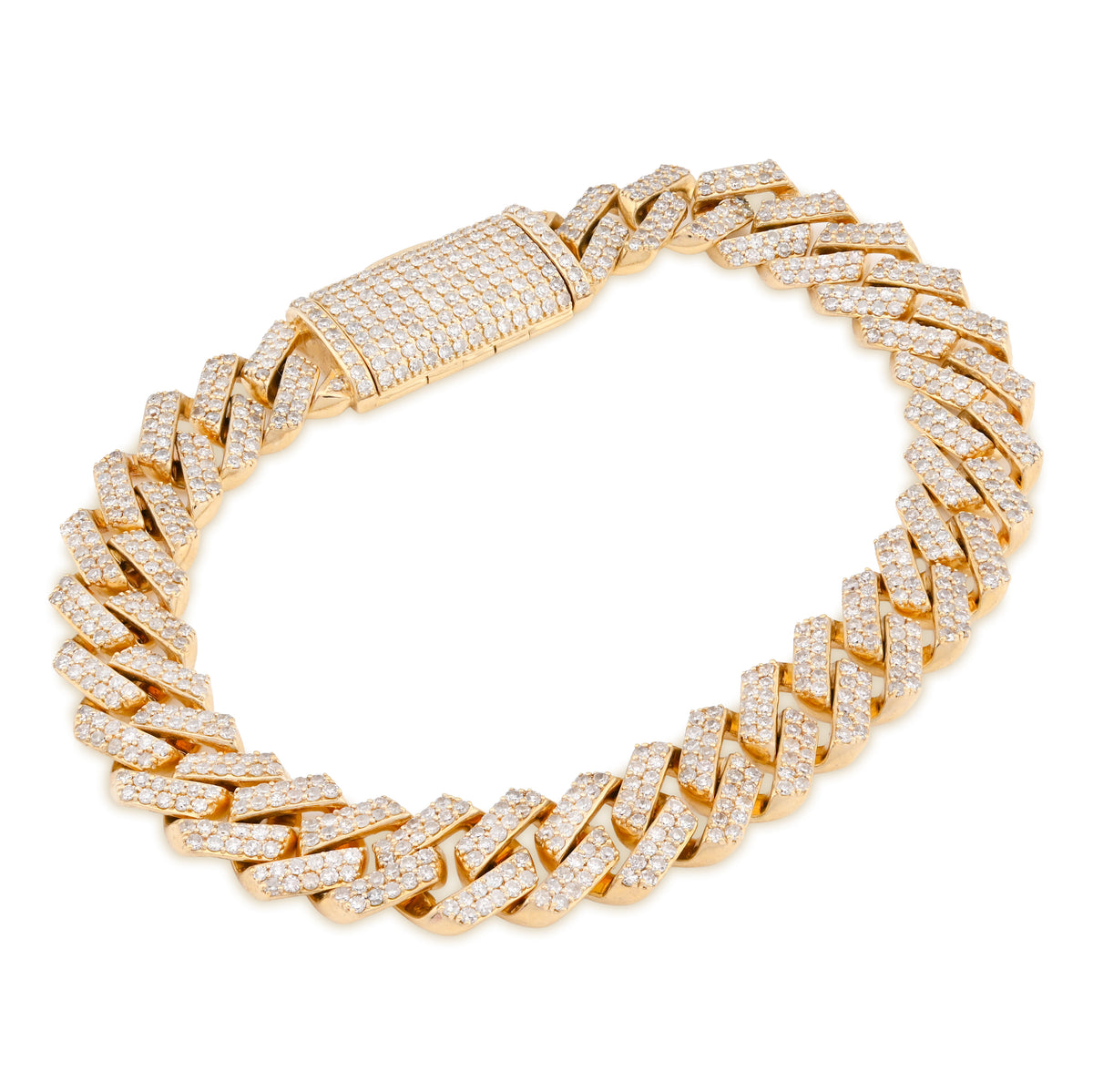 10K Yellow Gold 6.18CT Natural Diamond Cuban Link 8" Bracelet 10MM 33.1g — view 1