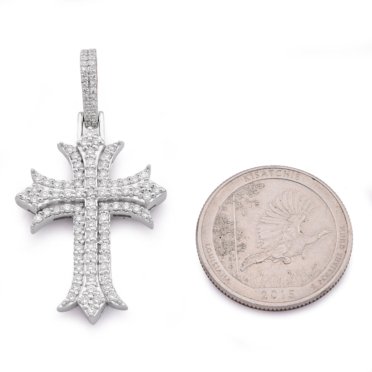 Gothic Style Cross Pendant 1.30CT Lab Diamond 925 Silver Men Women Charm — view 5
