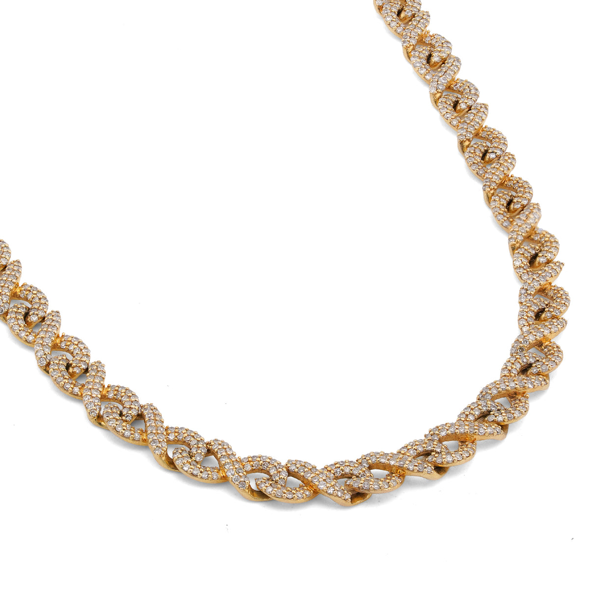 10K Yellow Gold 8CT Natural Diamond Infinity Link 6MM Men Chain 24" Necklace — view 8
