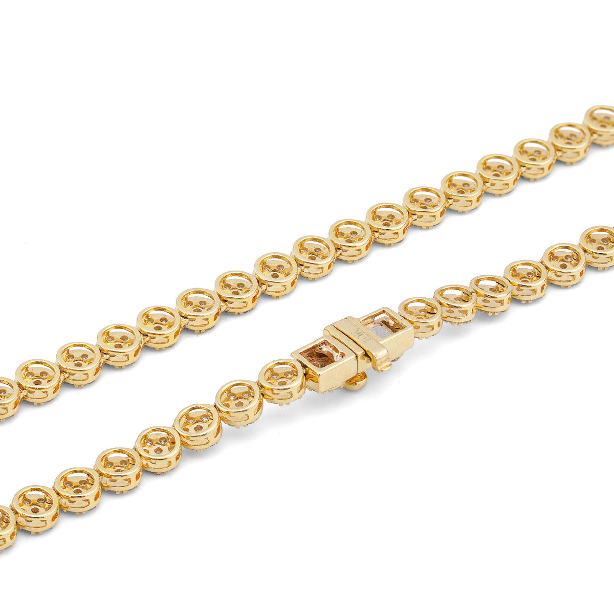 10K Yellow Gold 7CT Natural Diamond Flower Cluster Round 4MM 22" Men Women Necklace — view 9