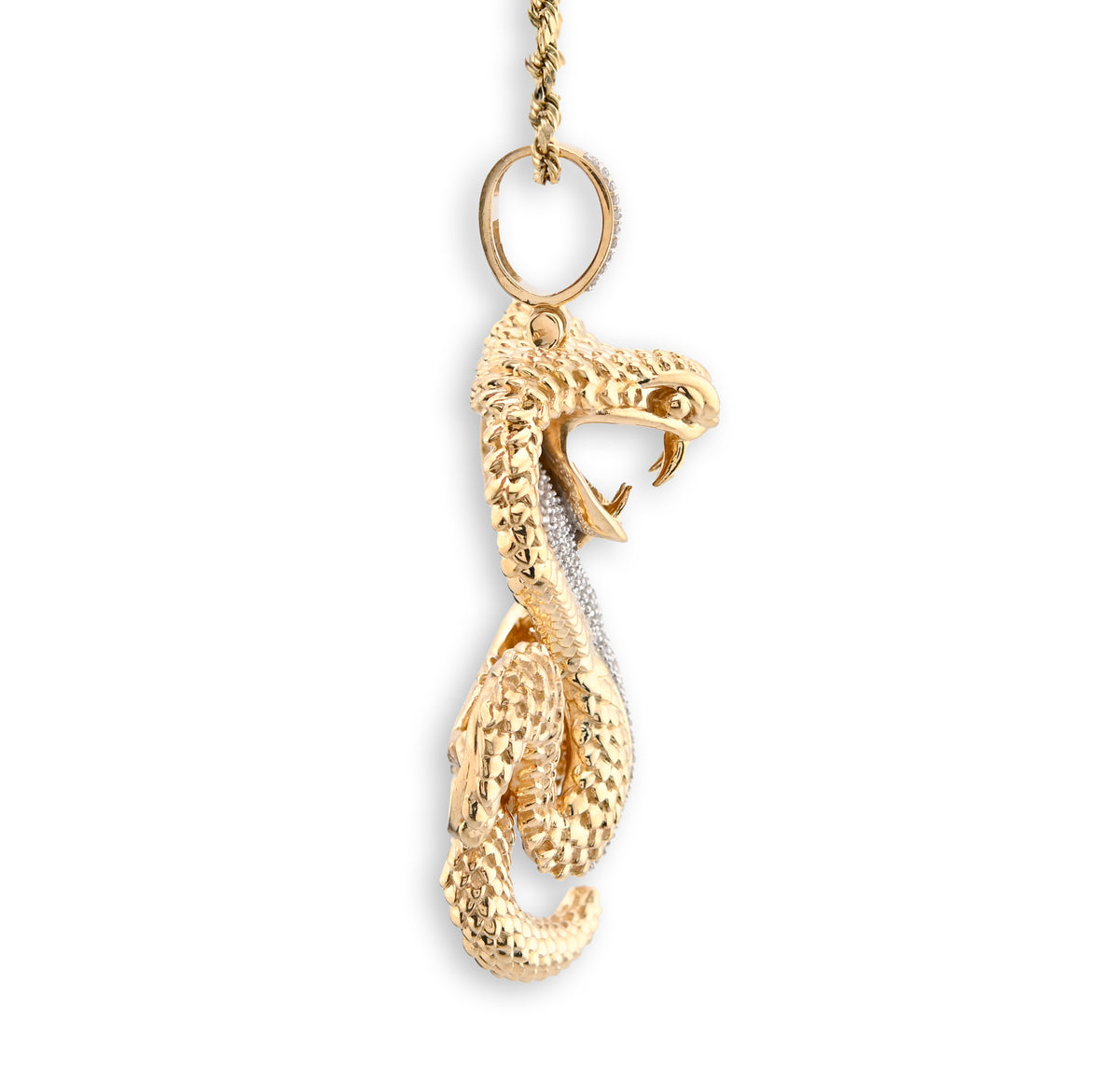 10K Yellow Gold Snake Pendant 0.50CT Natural Diamond 62.5MM 33g Men Charm — view 3