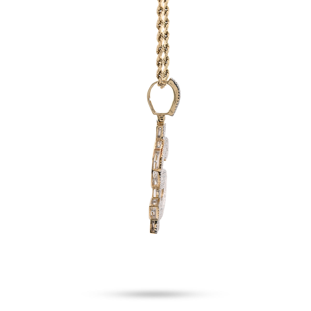 10K yellow Gold 1.40 CT Natural Diamond "$" Sign Charm Men 48.5 MM Pendant 7g — view 3