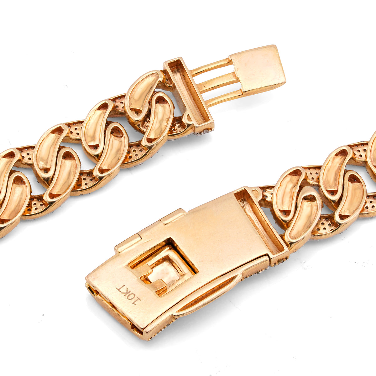 10K Yellow Gold 19.87CT Natural Diamond Cuban Link Chain 12MM 22" Men Necklace — view 7