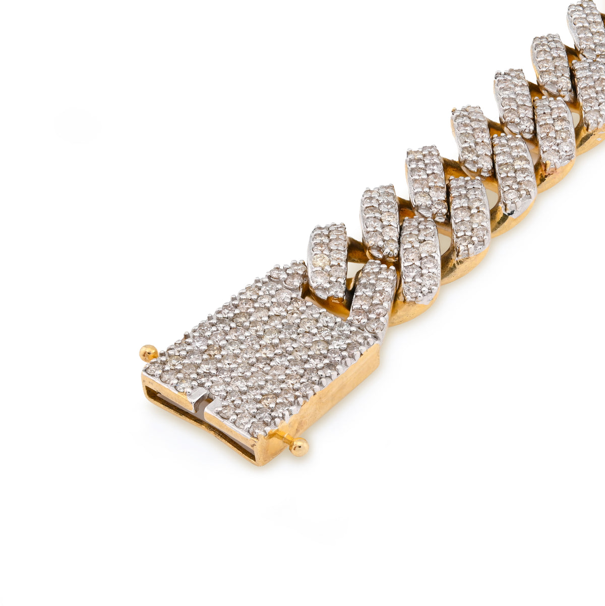 10K Yellow Gold 13CT Natural Diamond 14MM Cuban Link Bracelet 8" Men Women 56.4g — view 7