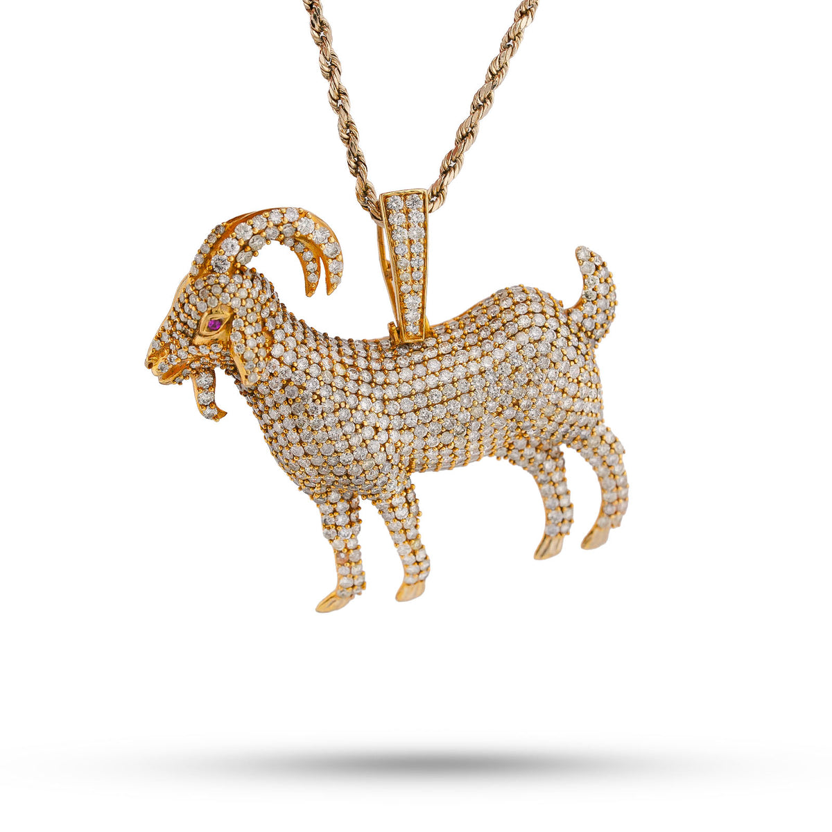 10K Yellow Gold GOAT 5.85CT Natural Diamond Charm 5.85CT Pendant — view 2