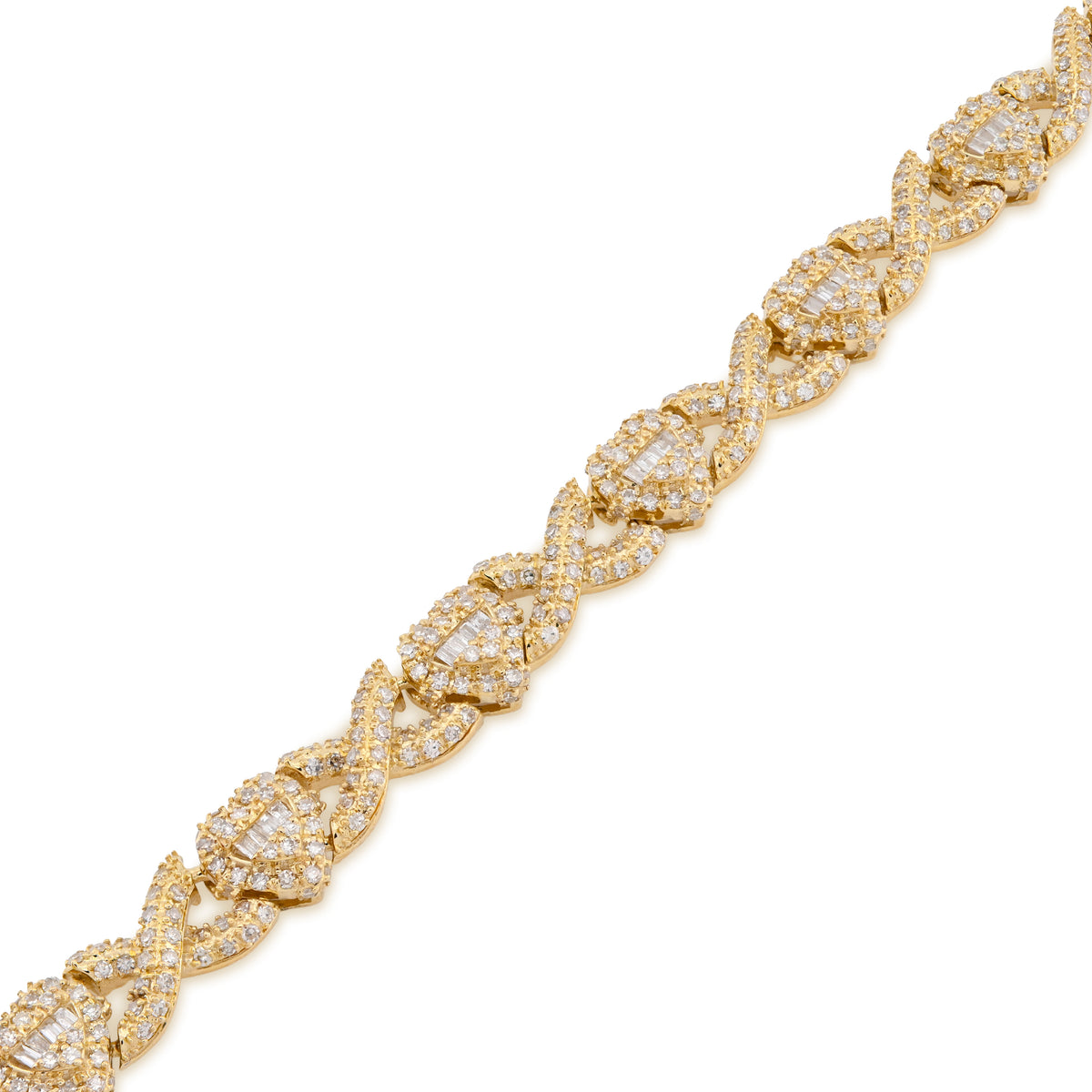 10K Yellow Gold 2.6 CT Natural Diamond Infinity Heart Bracelet 7MM 7.5" Women  — view 6