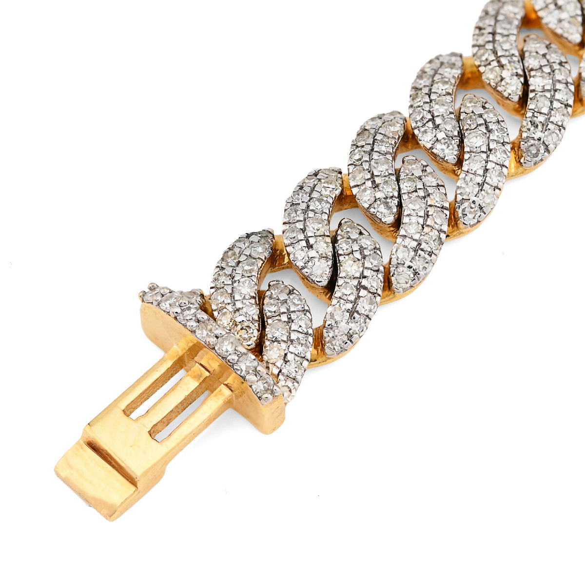 10K Yellow Gold 4.6CT Natural Diamond 8MM Round Cuban Link Bracelet 8" Bracelet Men 25.8g — view 9