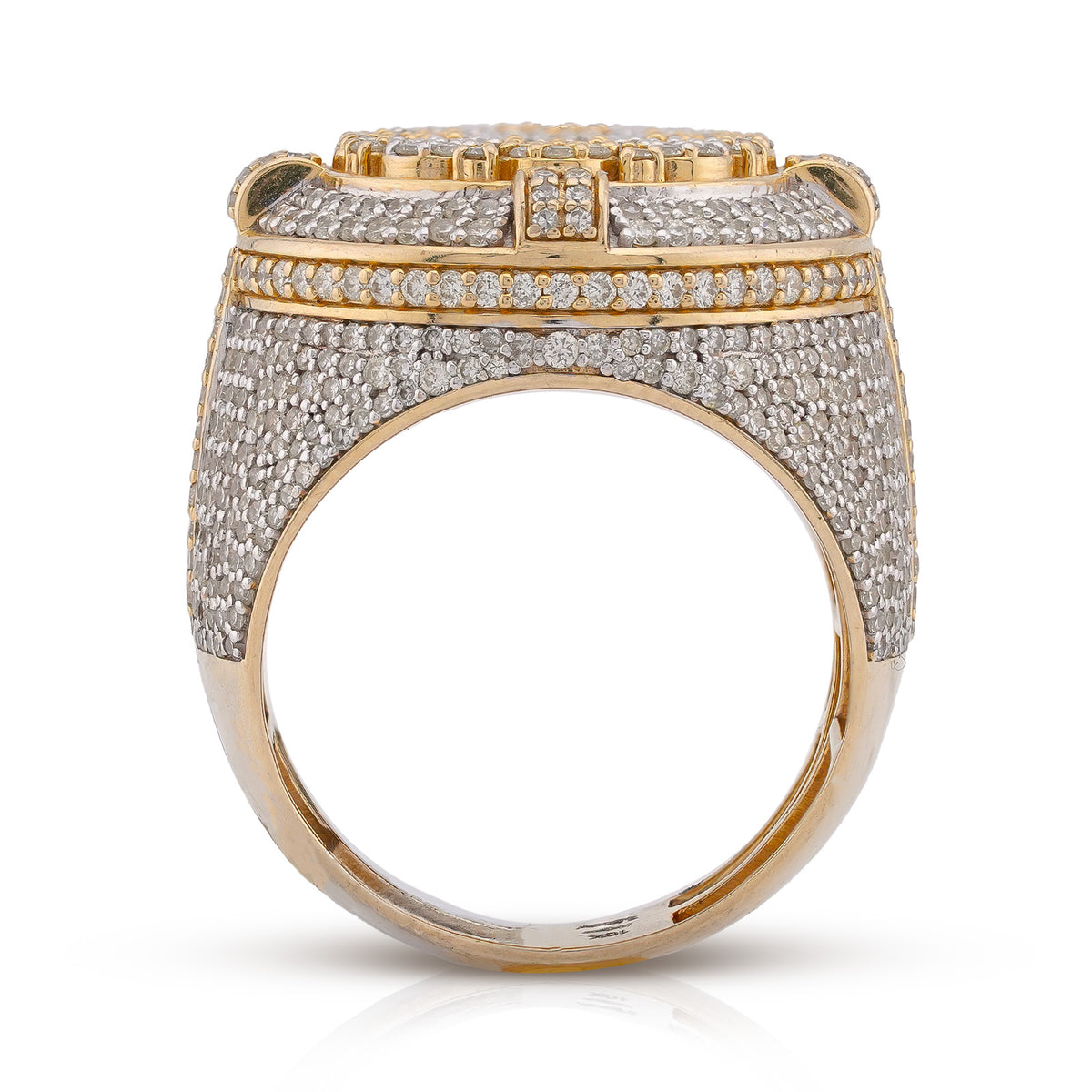 Flower Cluster Halo Ring 3.66CT Round Natural Diamond 10K Gold Men Ring
