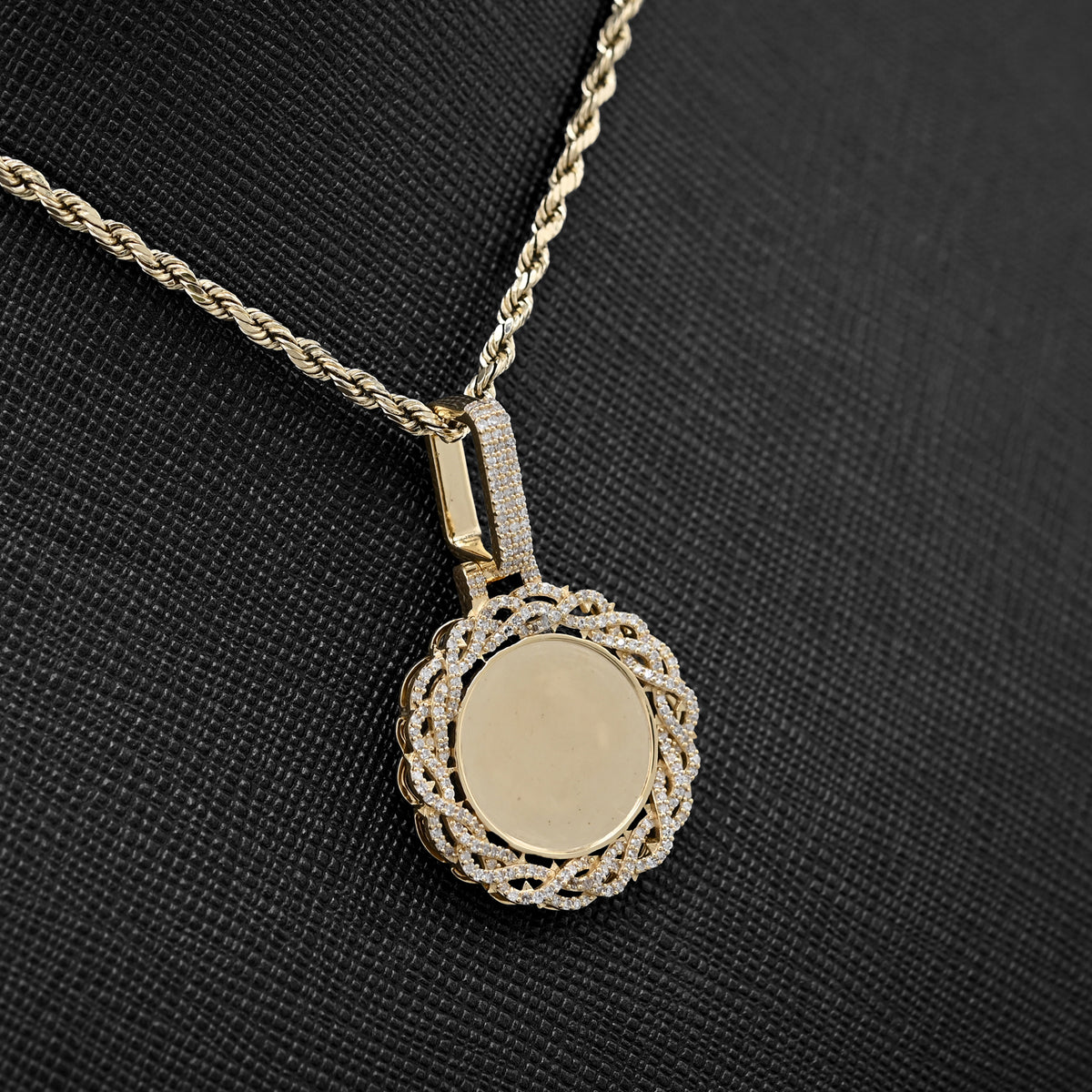 10K yellow Gold 0.50 CT natural Diamond Memory Pendant Picture Men Women Charm — view 5