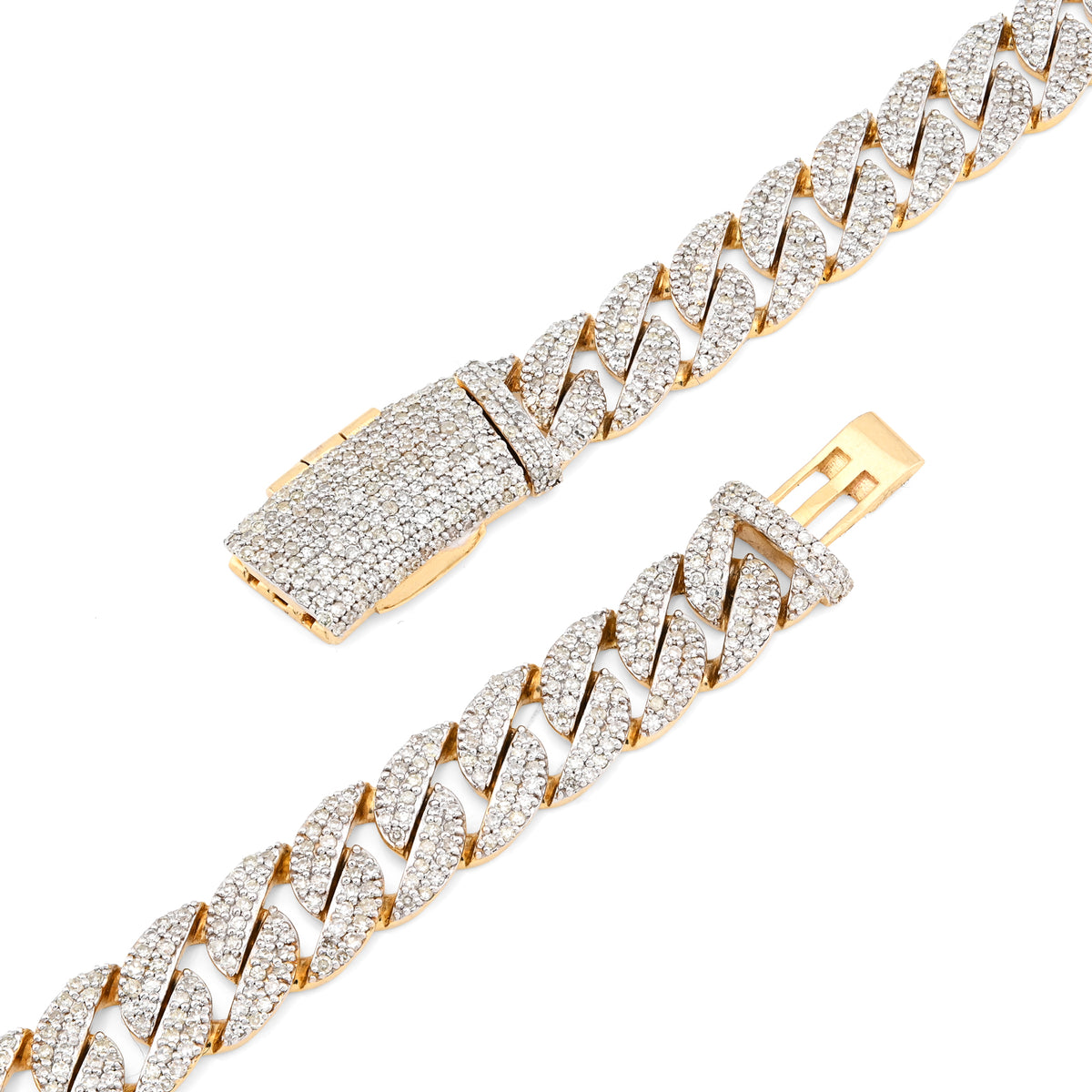 10K Yellow Gold 9 CT Natural Diamond Cuban Link Chain 8 MM Men 20" Necklace — view 5