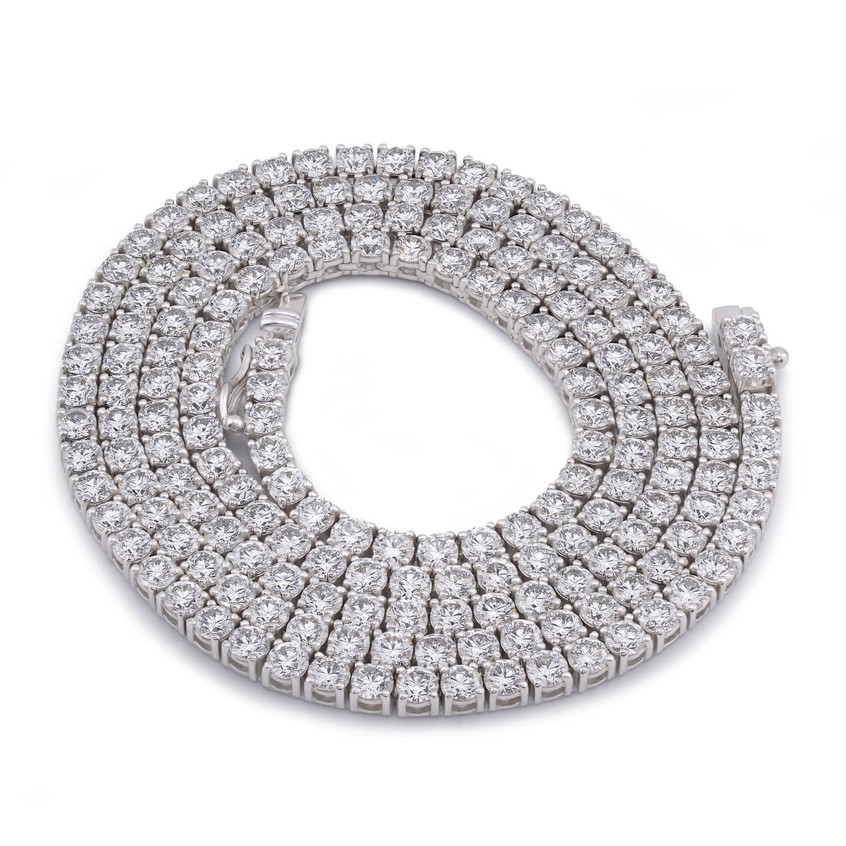 10K White Gold 10 Pointer 20.21CT Tennis Chain Lab Diamond Men Women Necklace 22" — view 5