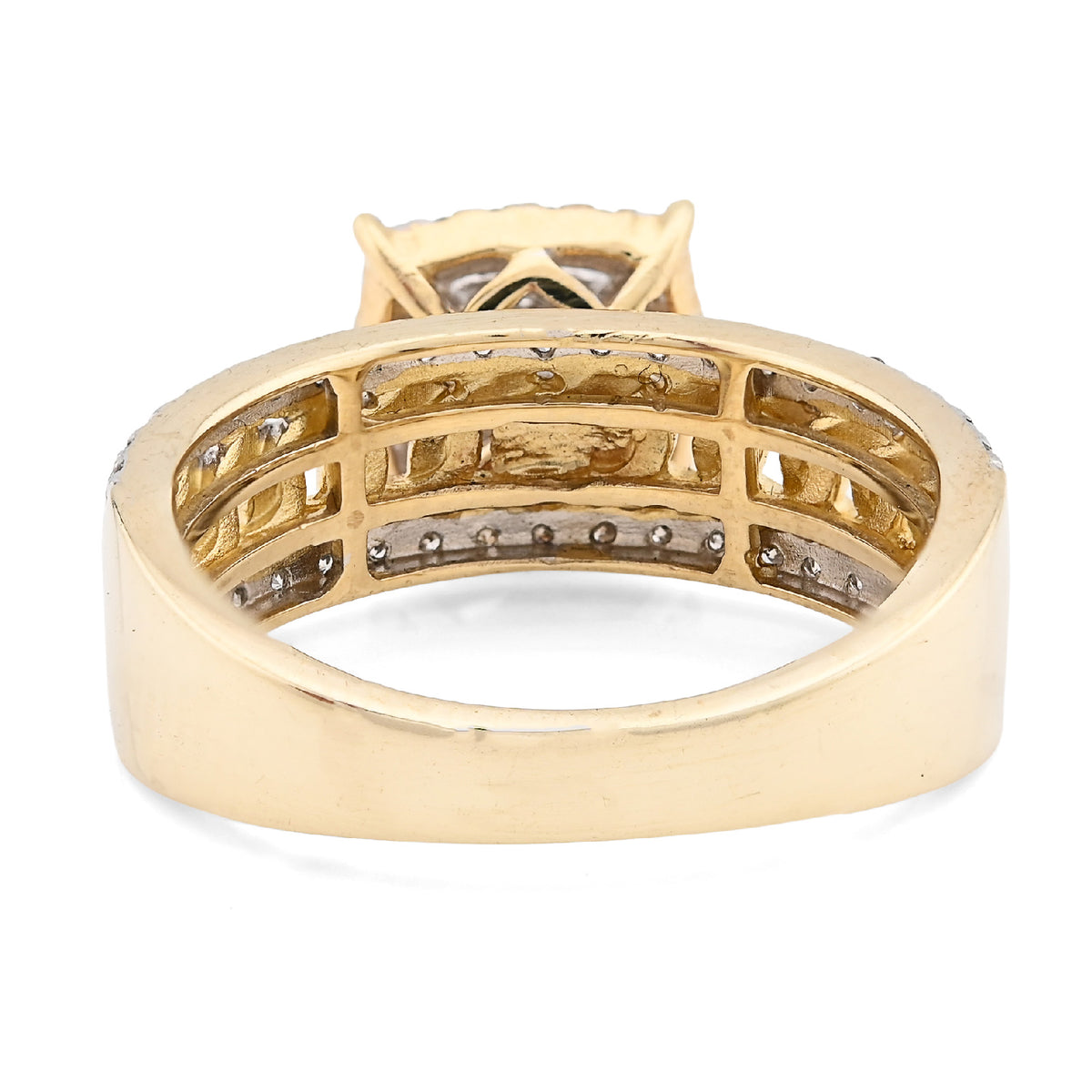 10K Yellow Gold 1.25CT Natural Diamond Cuban Link Square Women Ring — view 5