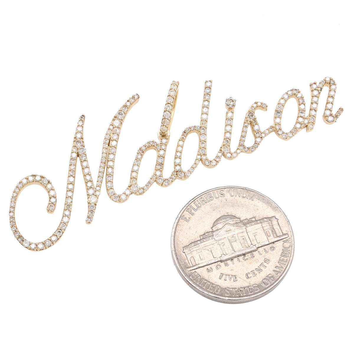 10K Yellow Gold 1.5 CT Natural Diamond "MADISON" Name Pendant 5.0 g Women Charm — view 5