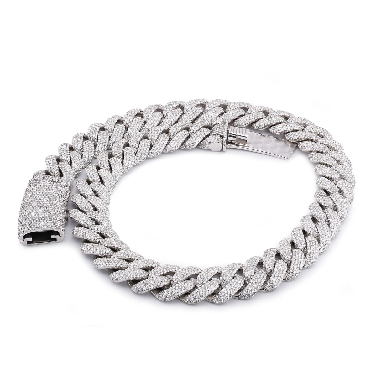 925 SS 20MM 76.45CT Cuban Link 447.2 Grams Lab Diamond 22" Men Chain — view 6
