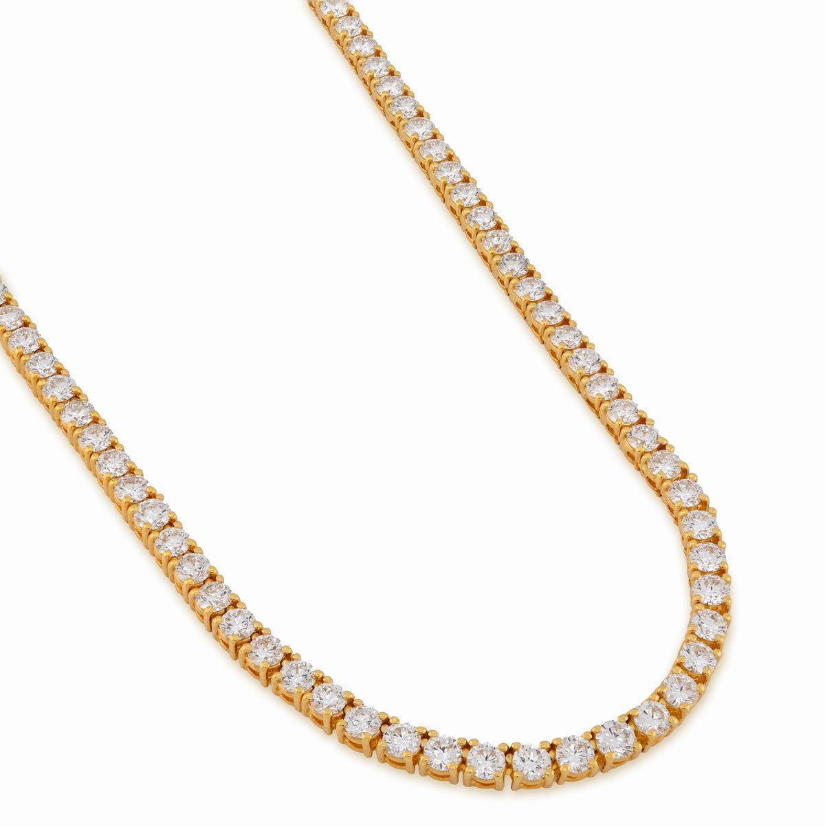 10K Yellow Gold 25.8CT Lab Diamond 25 pointer 22" Tennis Chain 3.5MM Men Women Necklace — view 5