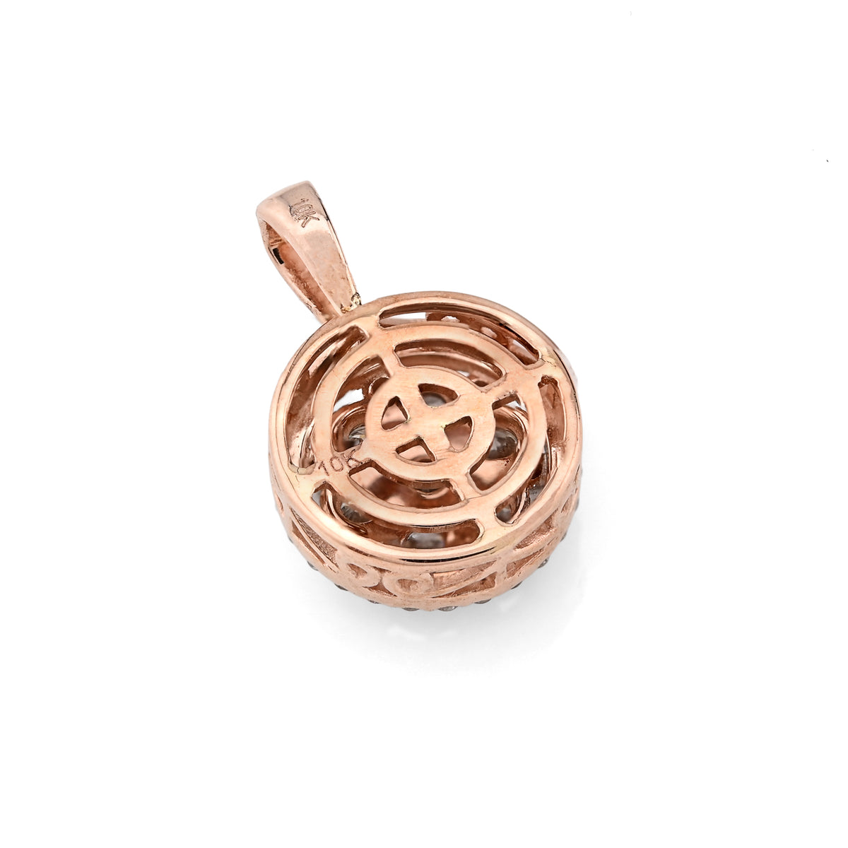 10K Rose Gold 1 CT Natural Diamond Flower Cluster Pendant Women small Charm — view 8