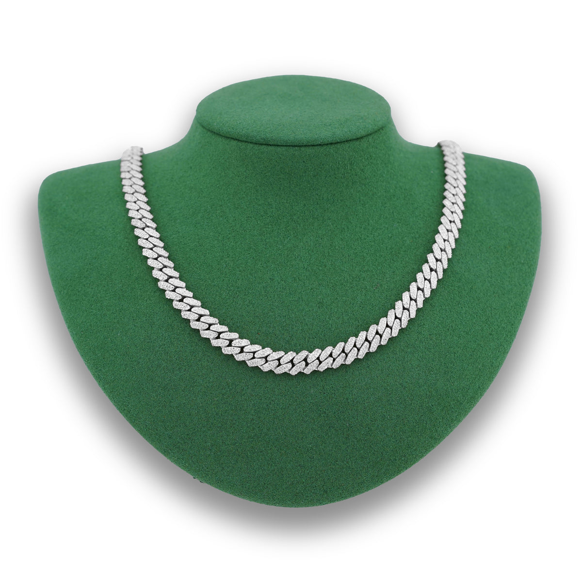 925 SS 8MM Cuban Link 8.125CT Natural Diamond 22" Chain Men Women Necklace — view 8