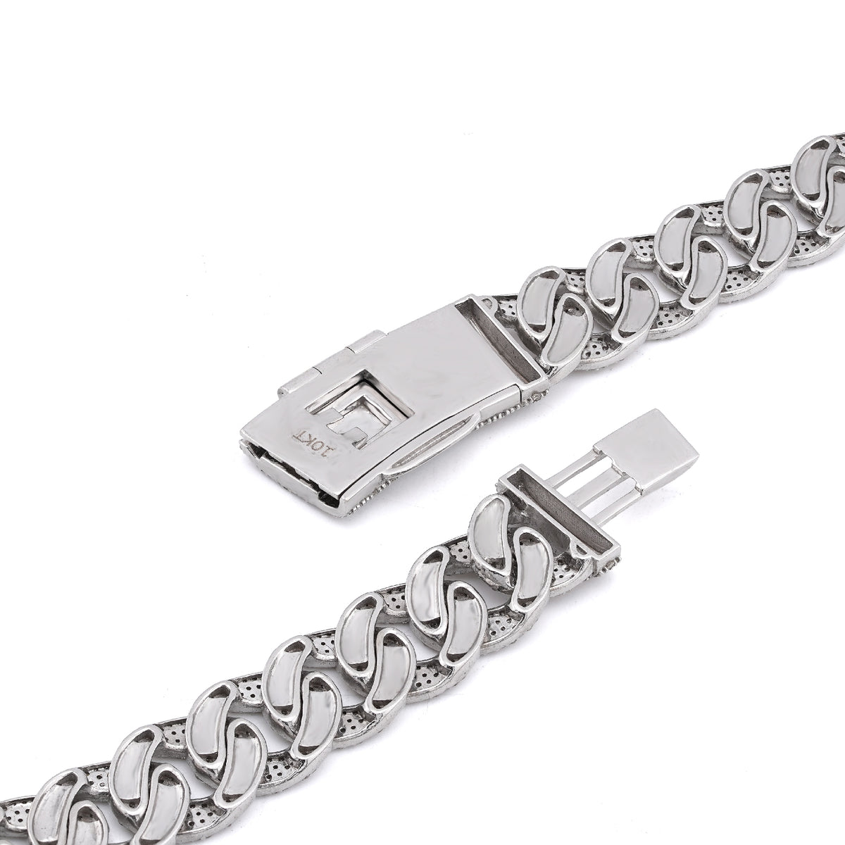 10K White Gold 18.9CT Natural Diamond Round Cuban Link 12MM Men's Chain 22" Necklace — view 8