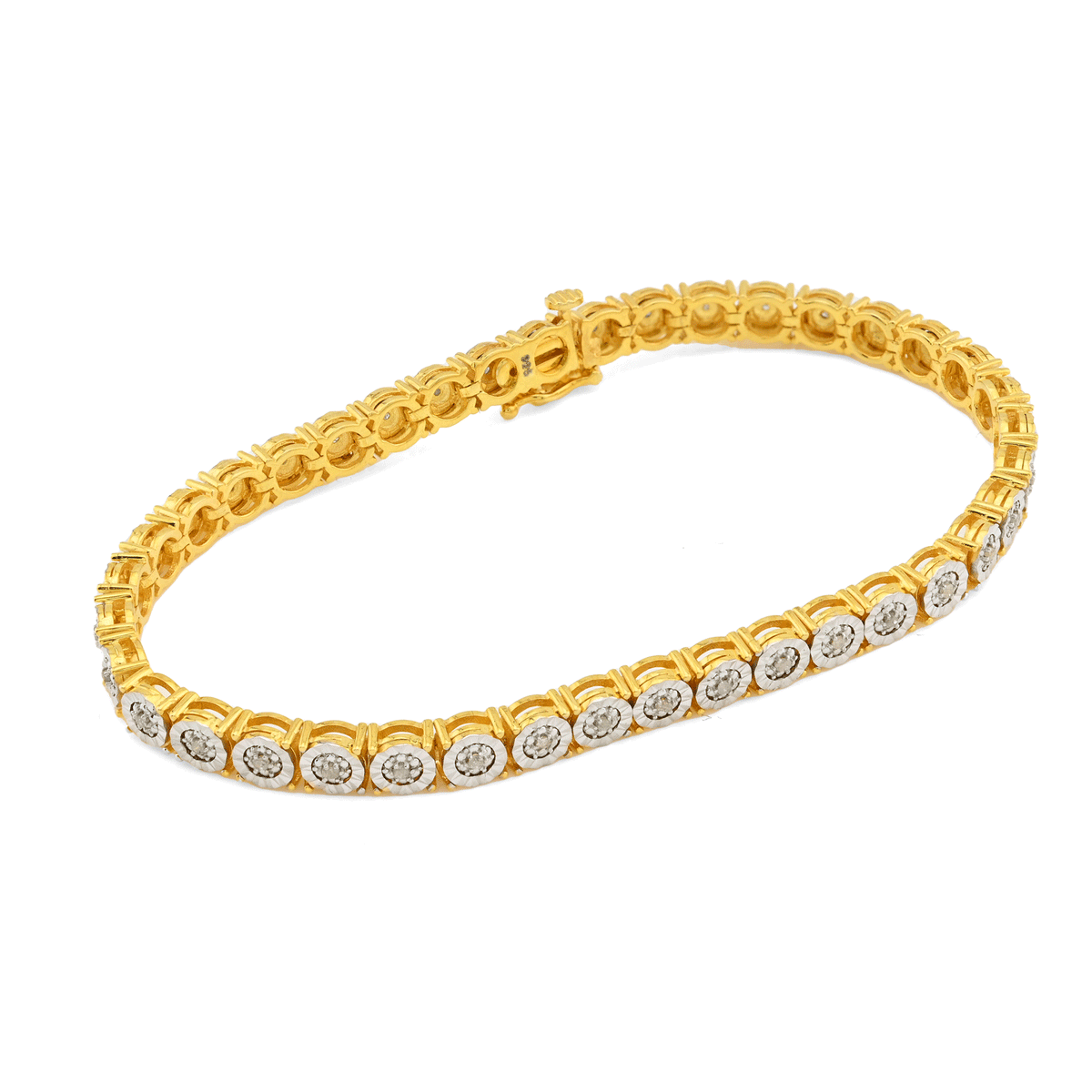 925 Yellow 0.6CTW Natural Diamond Tennis Bracelet 4.5MM 7" Men — view 4