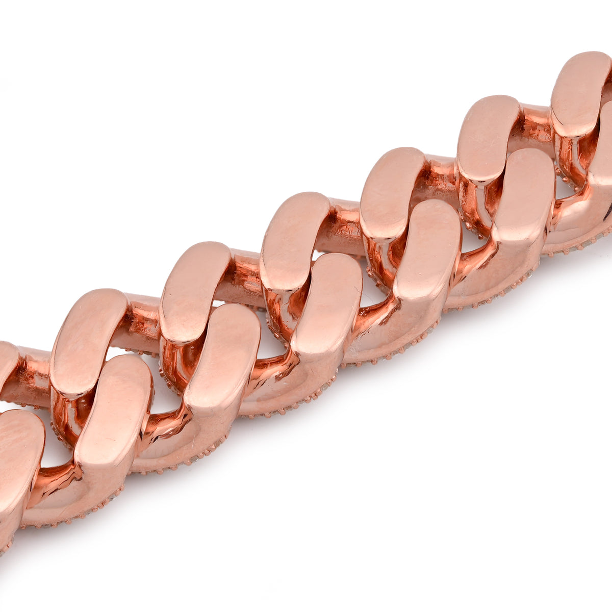 Cuban Link Rose 12MM Natural Diamond 7.375CT 925 Silver Men Bracelet 8" — view 2