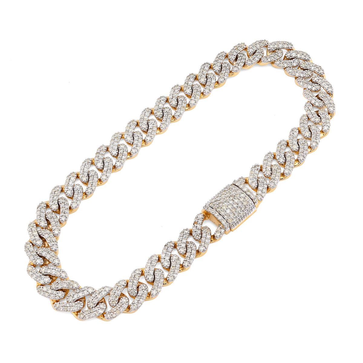 10K Yellow Gold 3.8 CT Natural Diamond Cuban Link Mens Bracelet 8 MM 8" — view 3