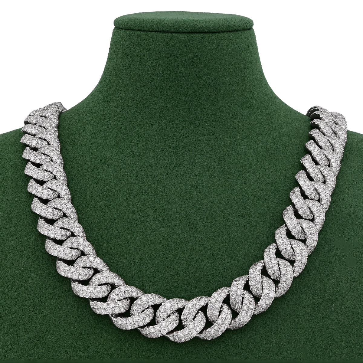 18MM Cuban Link Chain 104.5CT Lab Diamond 925 Silver 22" Big Pointer Men Necklace — view 2