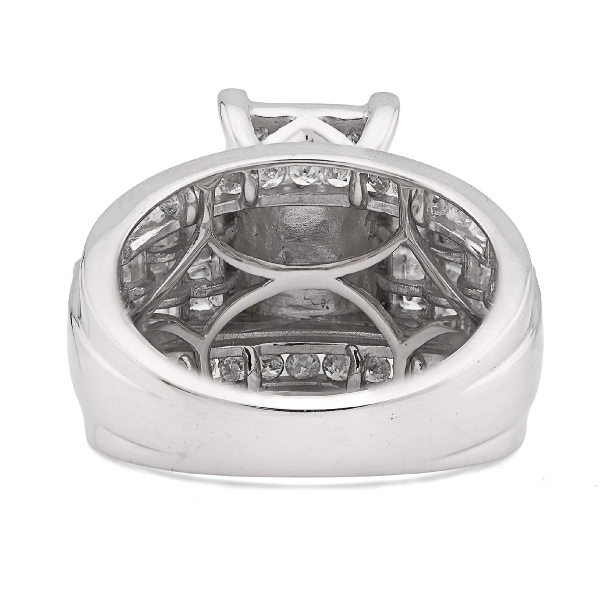 10K White Gold 2CT Natural Diamond Princess/Round/Baguette Rectangular 12.6MM Women Wedding Ring — view 3
