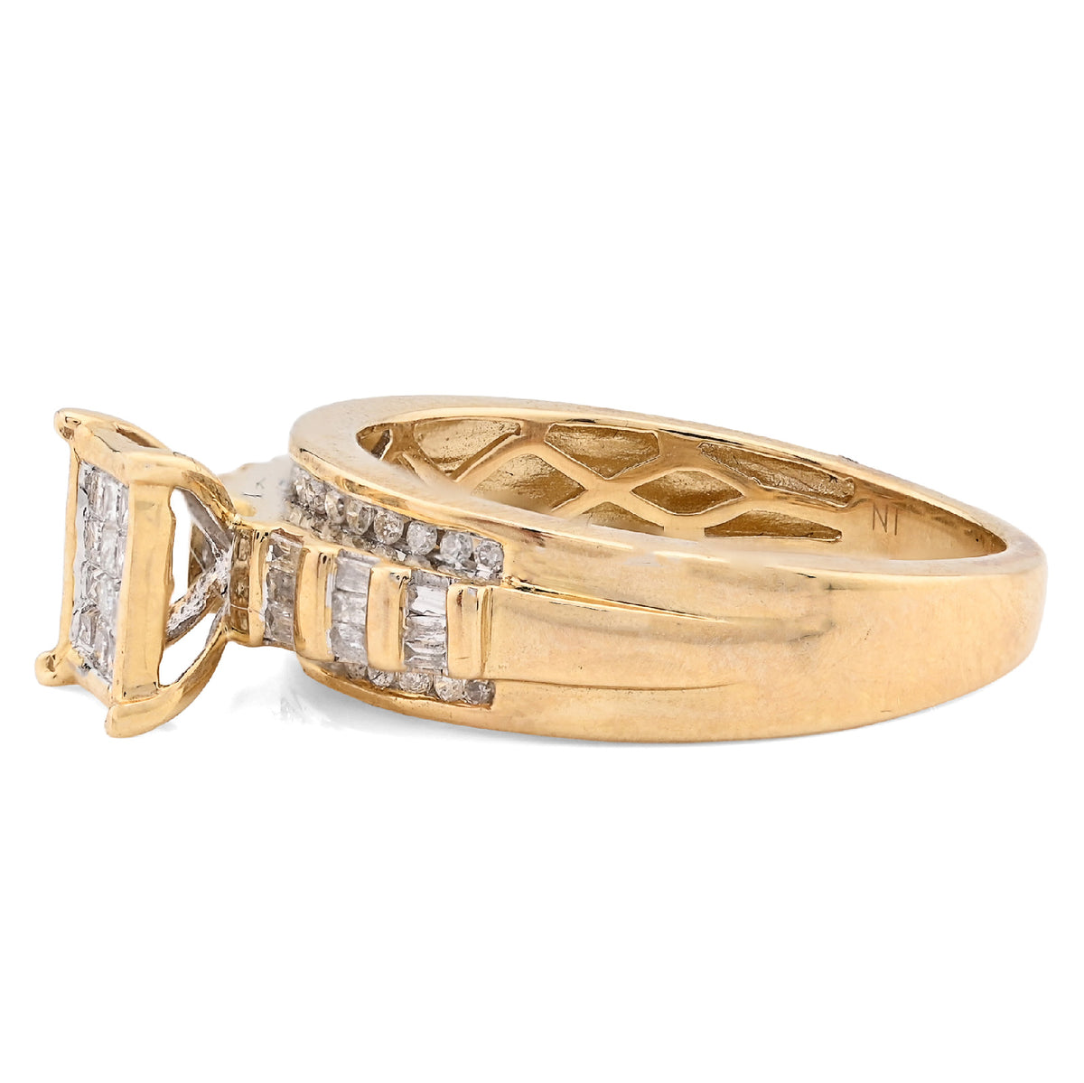 10K Yellow Gold 0.50CT Natural Diamond Rectangular Centre Baguette Women Wedding Ring — view 4
