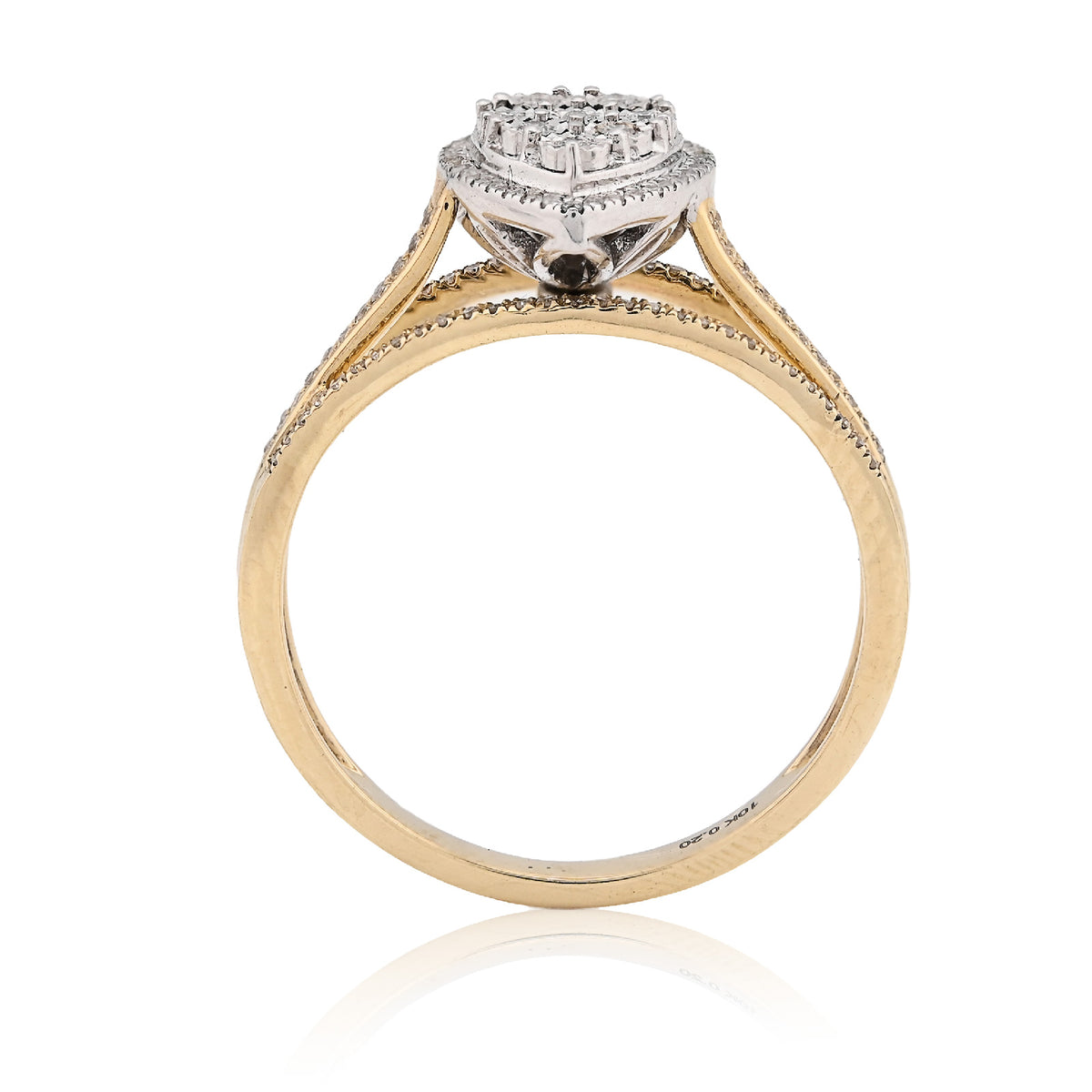 10K Yellow Gold 0.20CT Natural Diamond Teardrop Shape Illusion Women Ring — view 6