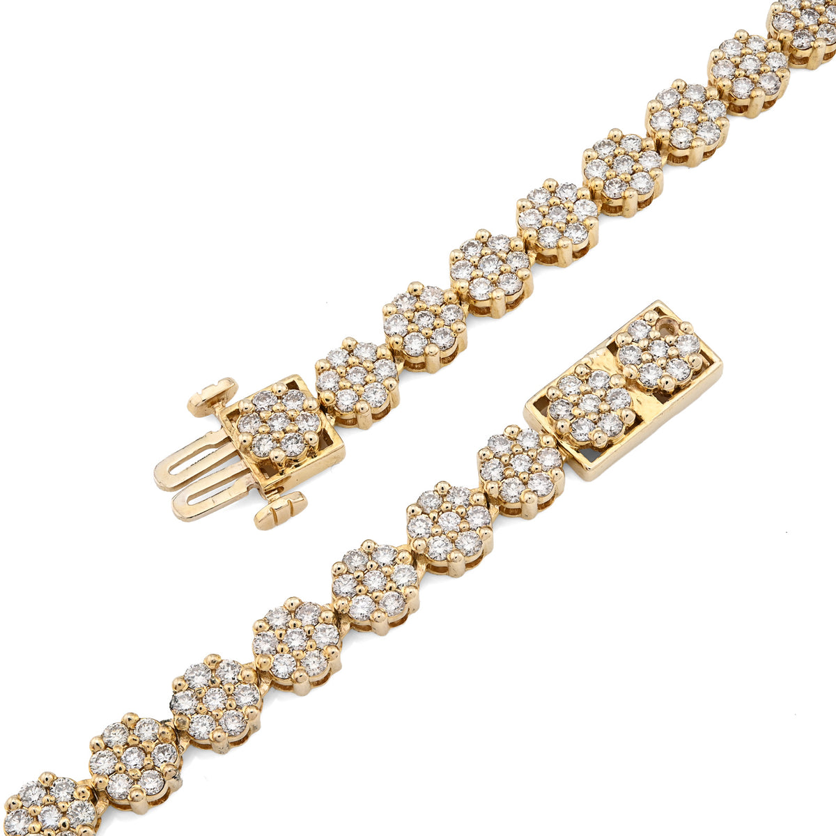 10K Yellow Gold 16 CT Natural Diamond Flower Setting Tennis Chain 22" Mens Necklace — view 6