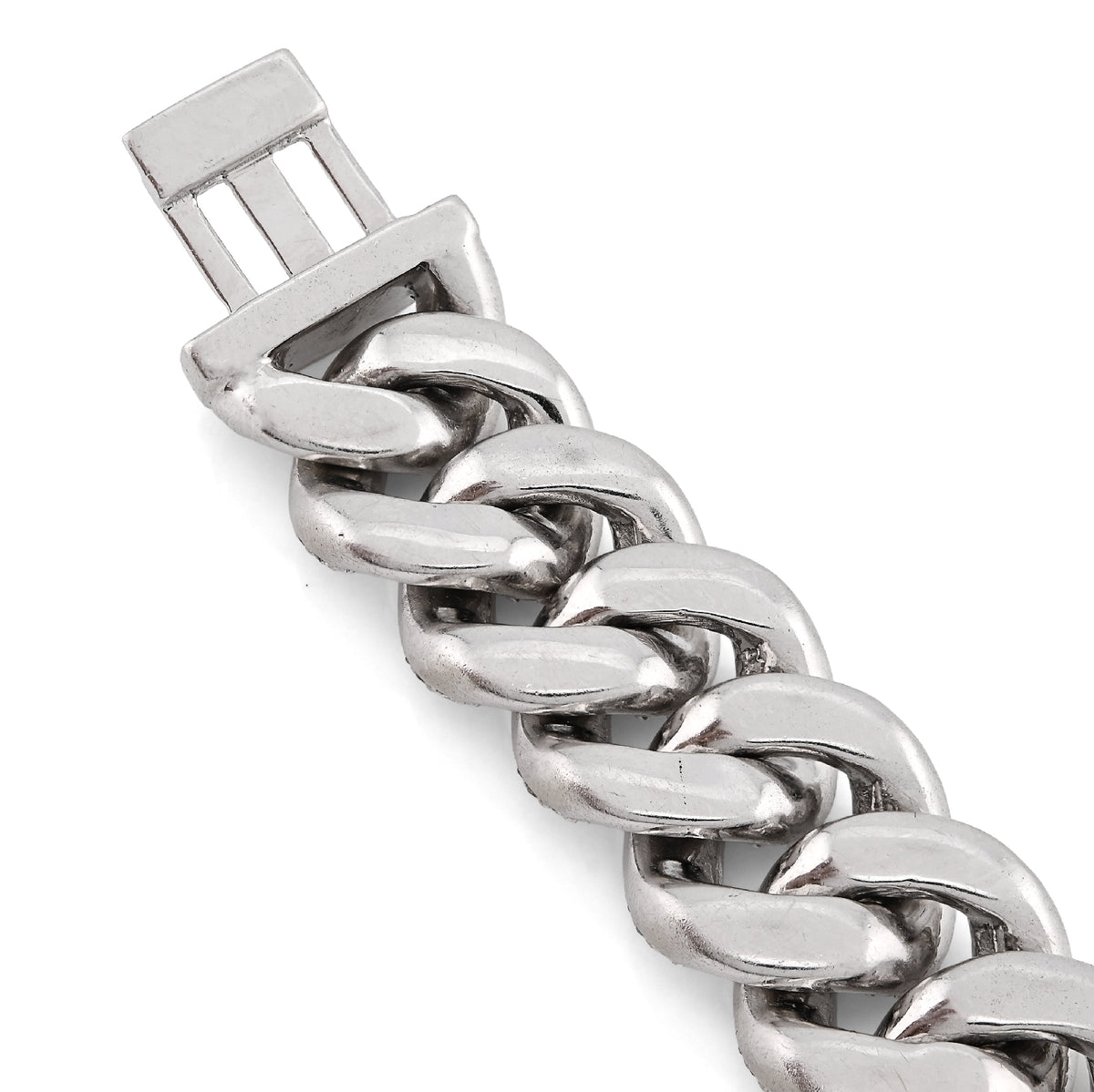 10K White Gold 10.31CT 100g Natural Diamond 14MM Cuban Link Bracelet Men 8" — view 6