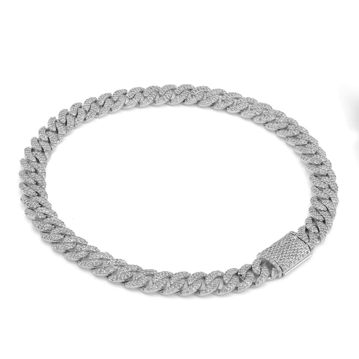 925 SS 8.10CT Natural Diamond 7MM Round Cuban Chain 22" Men Women Necklace — view 8