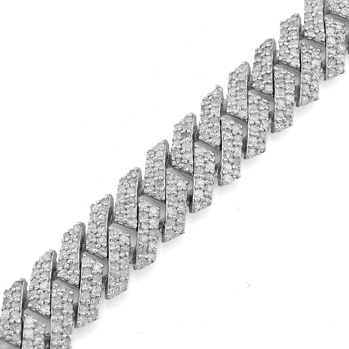 925 SS 4.2CT Natural Diamond Snake Cuban Link 8MM Mens 8" Bracelet 21.9g — view 3