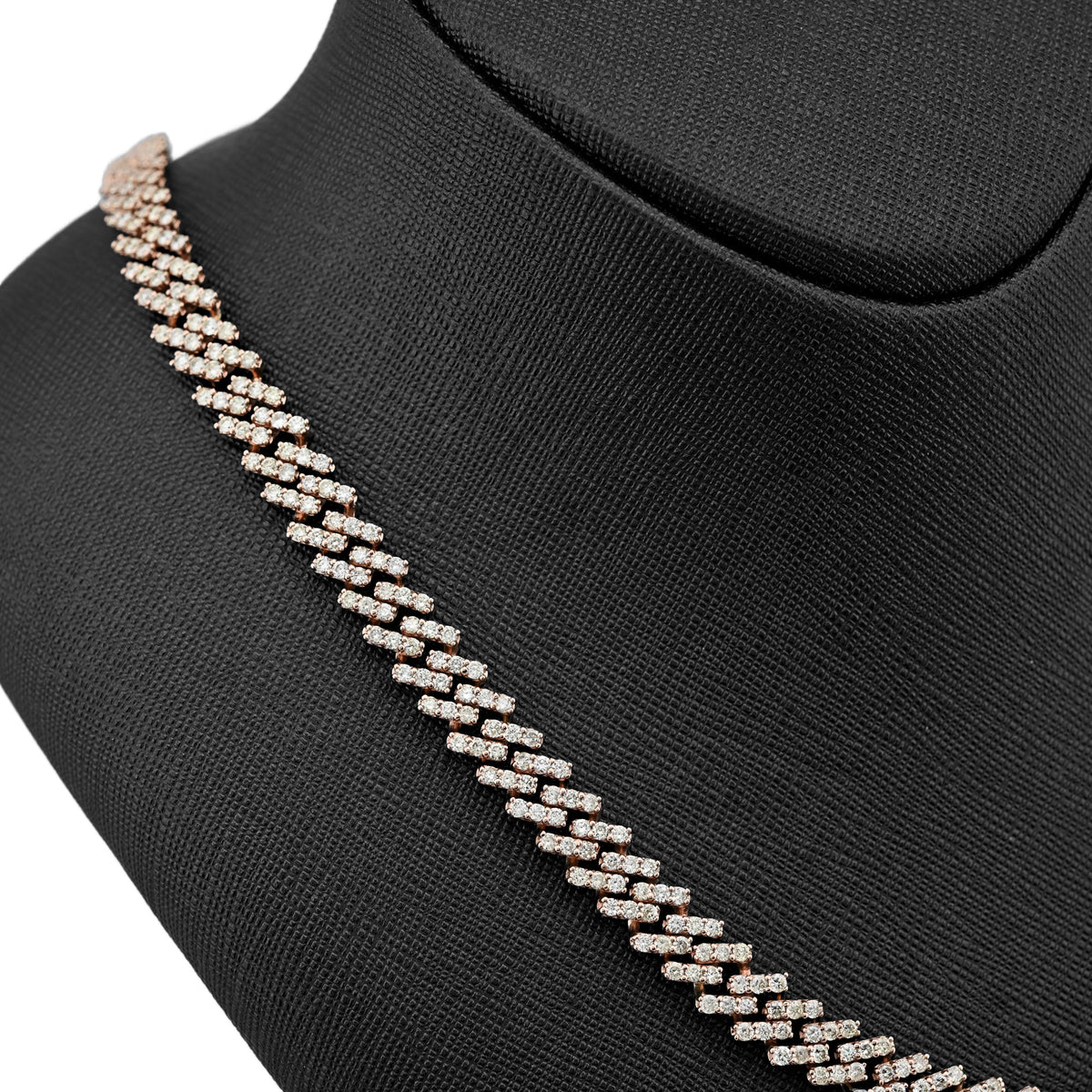 10K Rose Gold 18 CT Natural Diamond 8 MM Cuban link Chain 21" Men Women Necklace — view 2