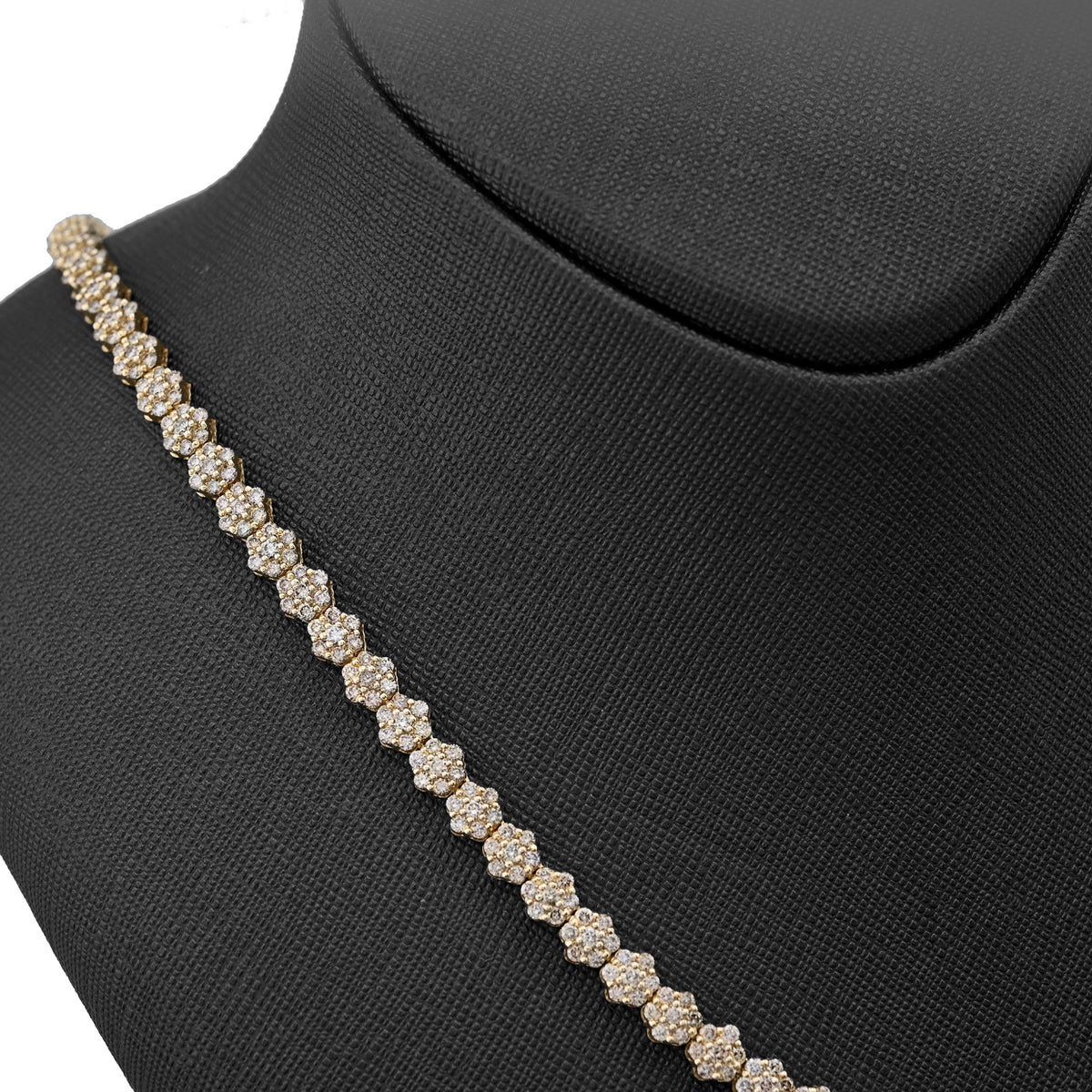10K Yellow Gold 16.89 CT Natural Diamond Flower Setting Tennis Chain 22" Mens — view 2