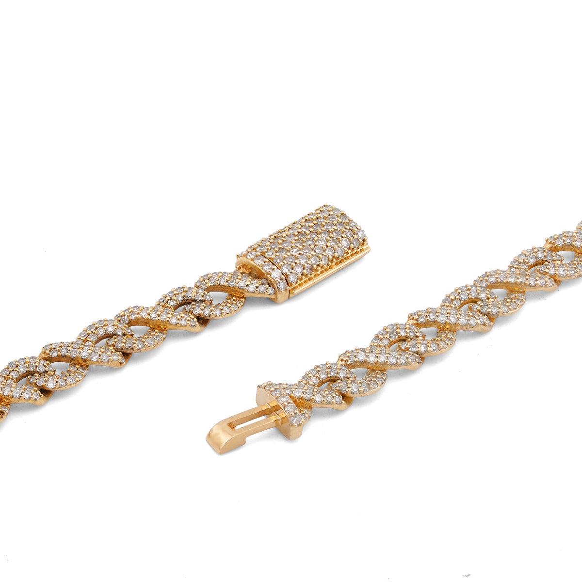10K Yellow Gold 8CT Natural Diamond Infinity Link 6MM Men Chain 24" Necklace — view 6