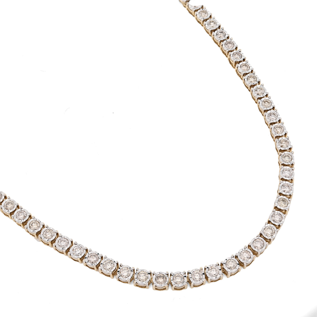 10K Yellow Gold 9.50 CT Natural Diamond Illusion Set Tennis Chain 3 MM 24" Men Necklace — view 6