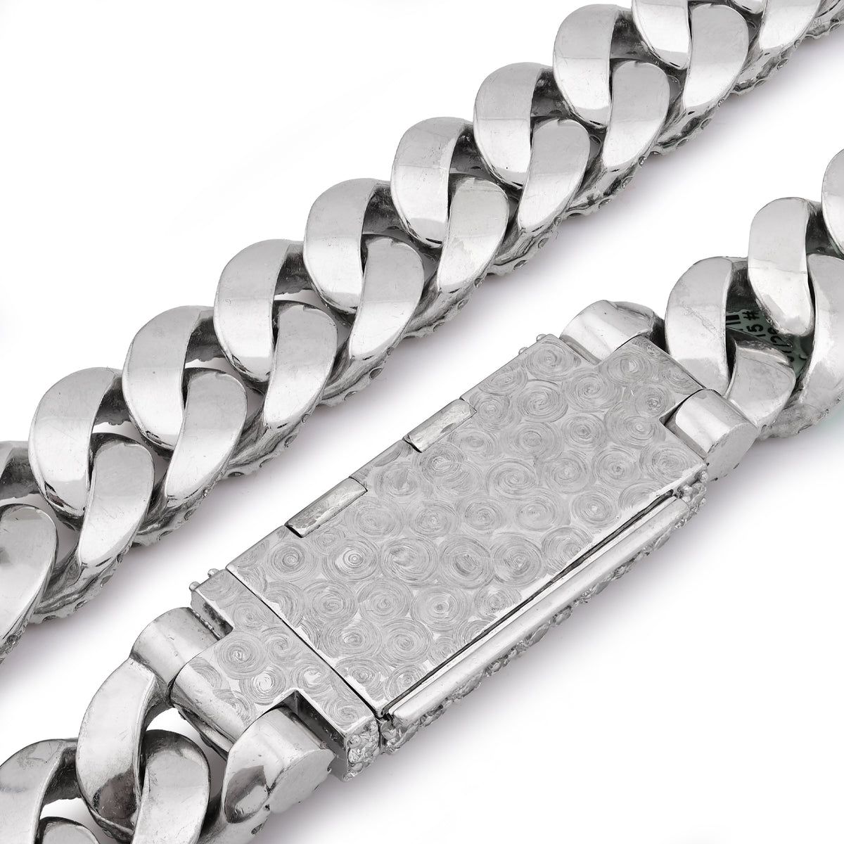 18MM Cuban Link Chain 104.5CT Lab Diamond 925 Silver 22" Big Pointer Men Necklace — view 9