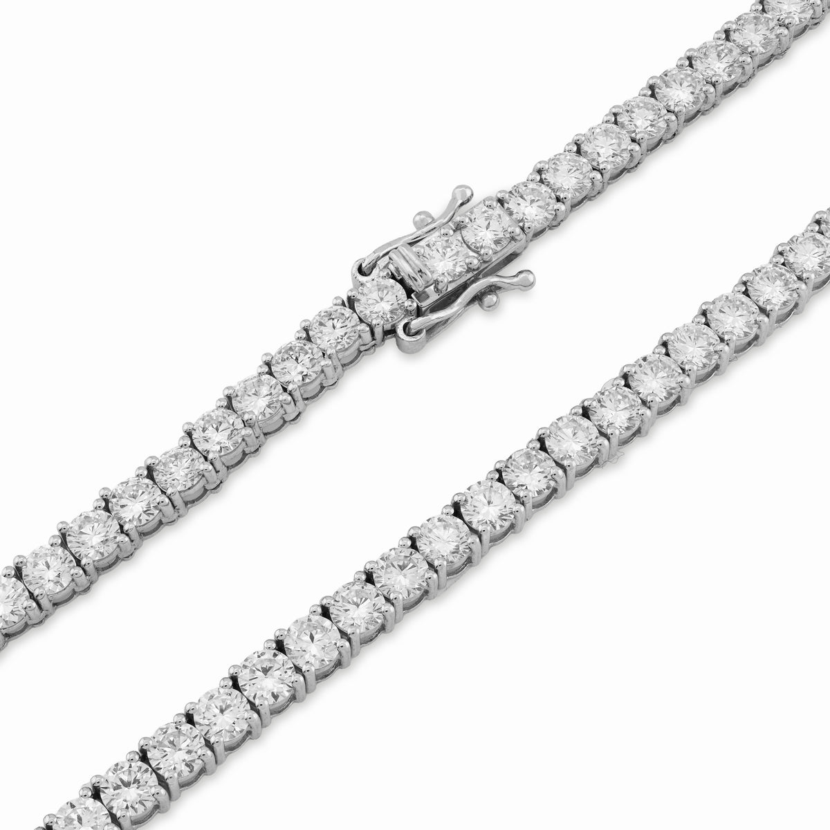 10K White Gold 29.32CT Lab Diamond Pointer Chain 22" Tennis Chain 4MM Men Women 31.5g — view 4