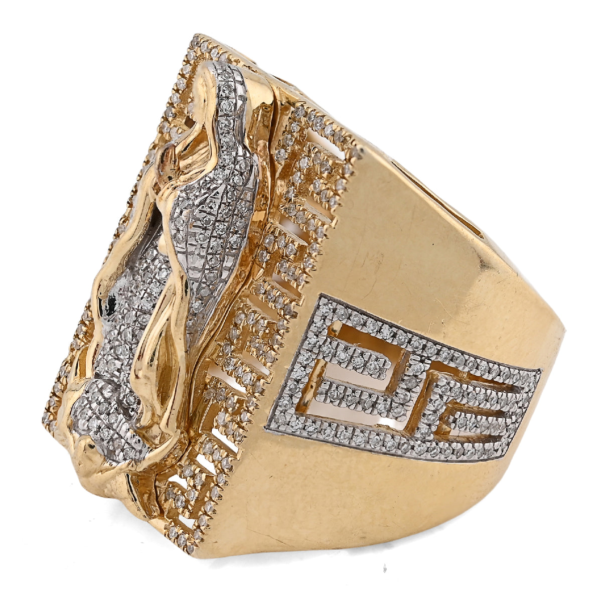 10K Yellow Gold 0.75CT Virgin Mary Rectangular Shape Natural Diamond Men Ring — view 4