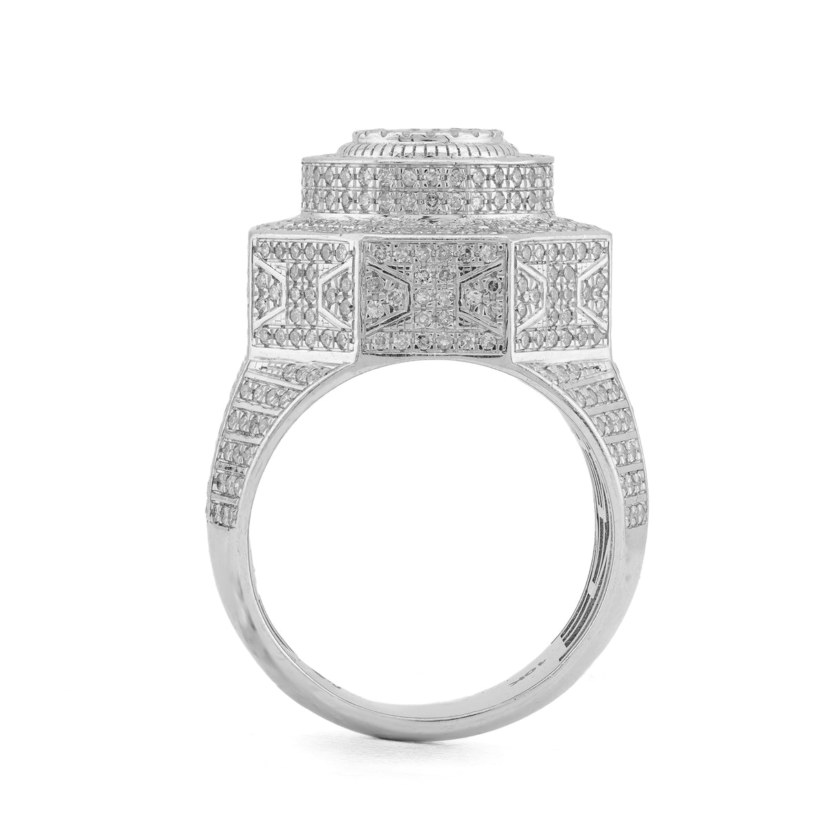 Octagon Shape Men Ring 2.50CT Natural Diamond 10K White Gold Men Ring