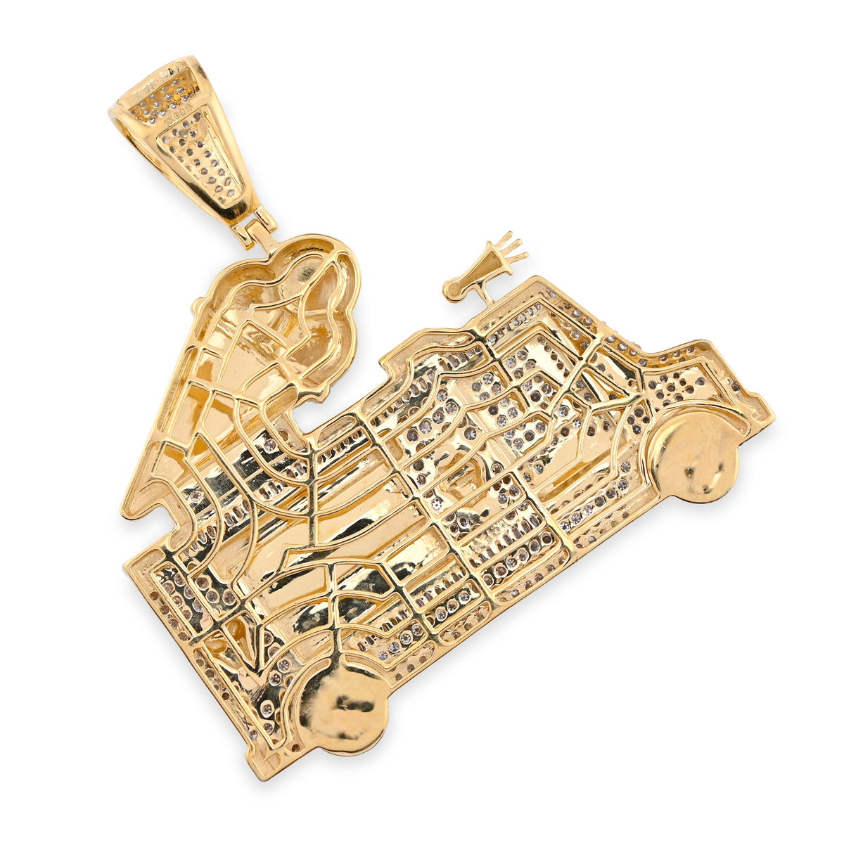 10K Yellow Gold 1.8CT Natural Diamond "Ice Cream" Truck Men Charm 16g Pendant — view 6