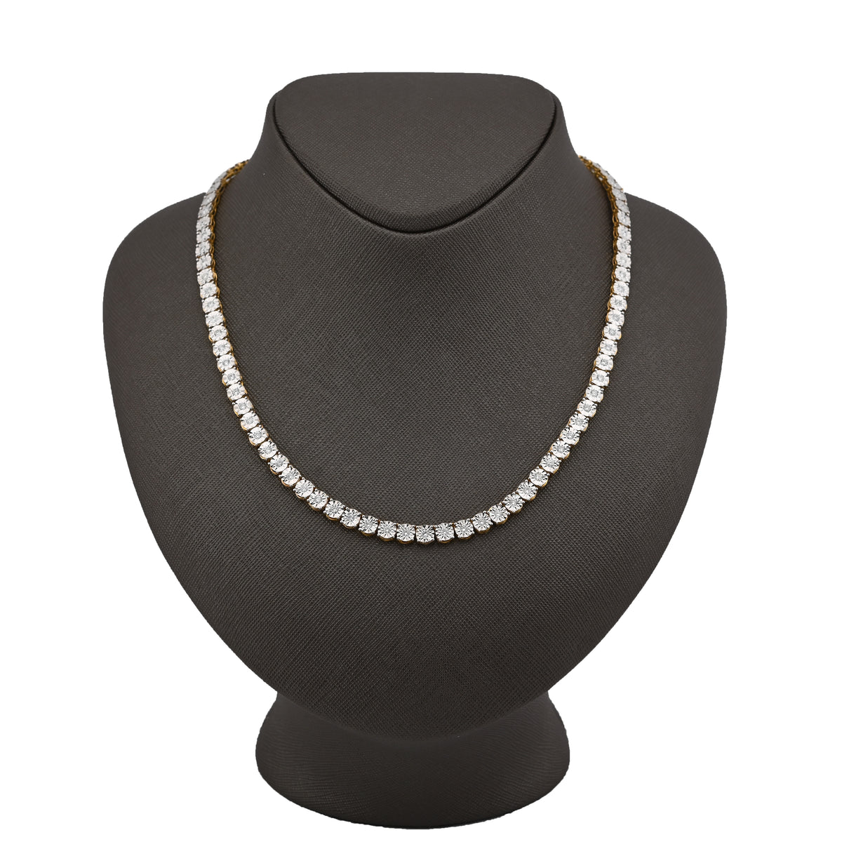 10K yellow Gold 4.94CT Natural Diamond Tennis Chain 5.5MM Necklace 22" — view 9
